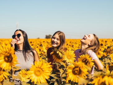 three-happy-women-in-the-middle-of-sunflower-field